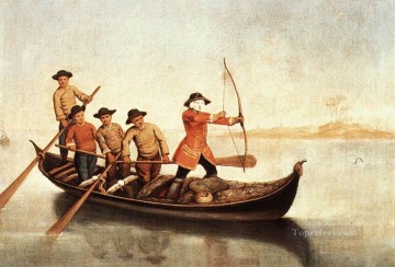 Duck Hunters On The Lagoon life scenes Pietro Longhi Oil Paintings